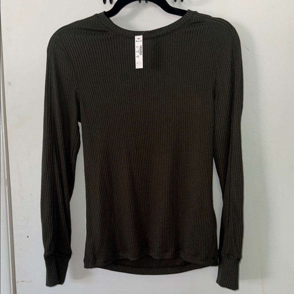 Madewell Olive Ribbed Sweatshirt